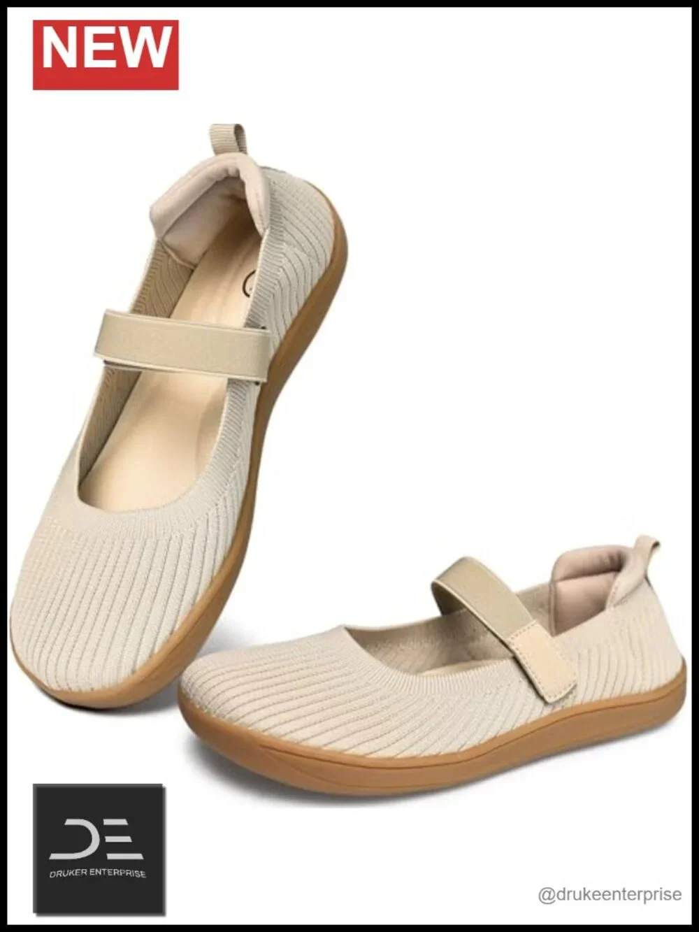 Wide Toe Knit Slip On Ballet Flats Barefoot Comfort Office Casual Dressy